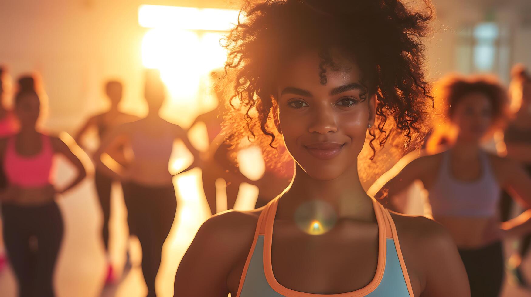 AI generated Dynamic Fitness Class Energizes Diverse Group in Sunlit Studio Sweat and Determination Evident in Fluid Movements photo