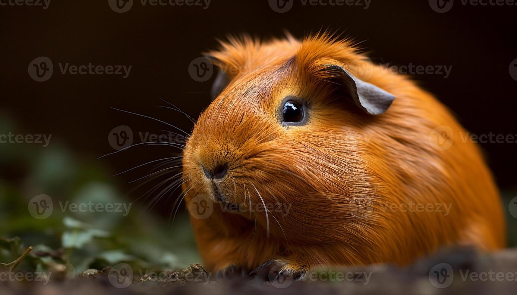 AI generated Cute fluffy guinea pig looking at camera in green meadow generated by AI photo