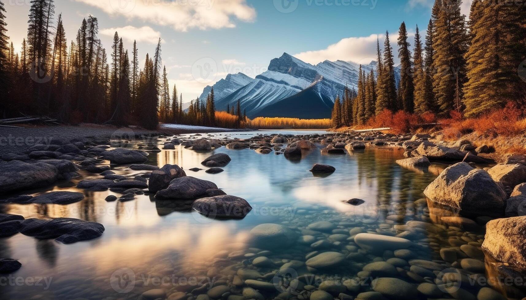 AI generated Majestic mountain peak reflects tranquil beauty in nature generated by AI photo