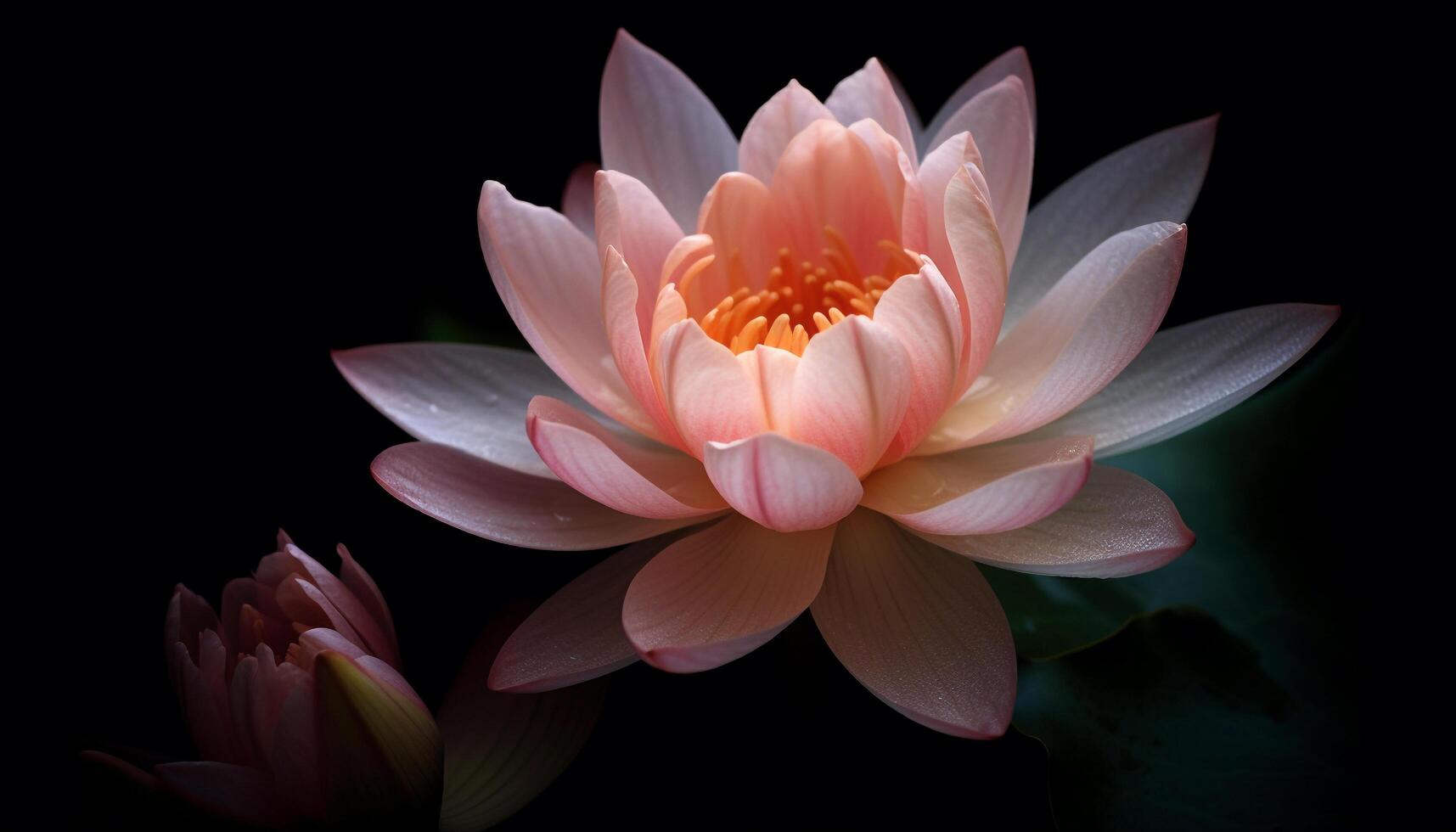 AI generated Pink lotus flower head reflects elegance and beauty generated by AI photo