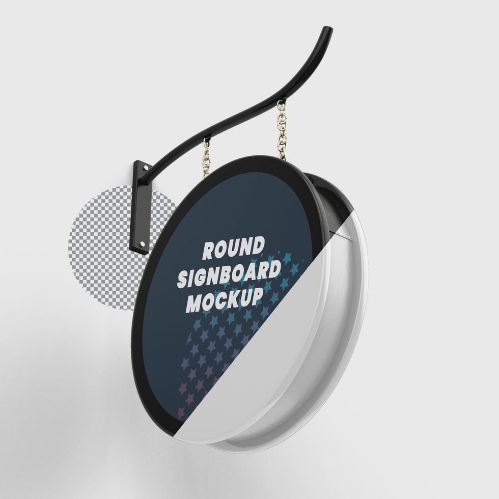 Round Sign Board Mockup psd