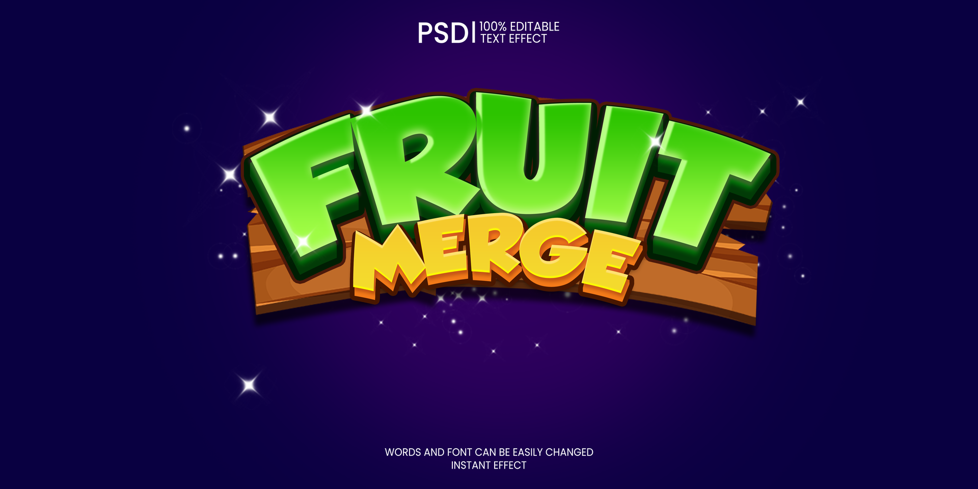 Fruit Merge Game Editable Text Effect PSD Gaming logo PSD , Casual Logo game Editable Free PSD