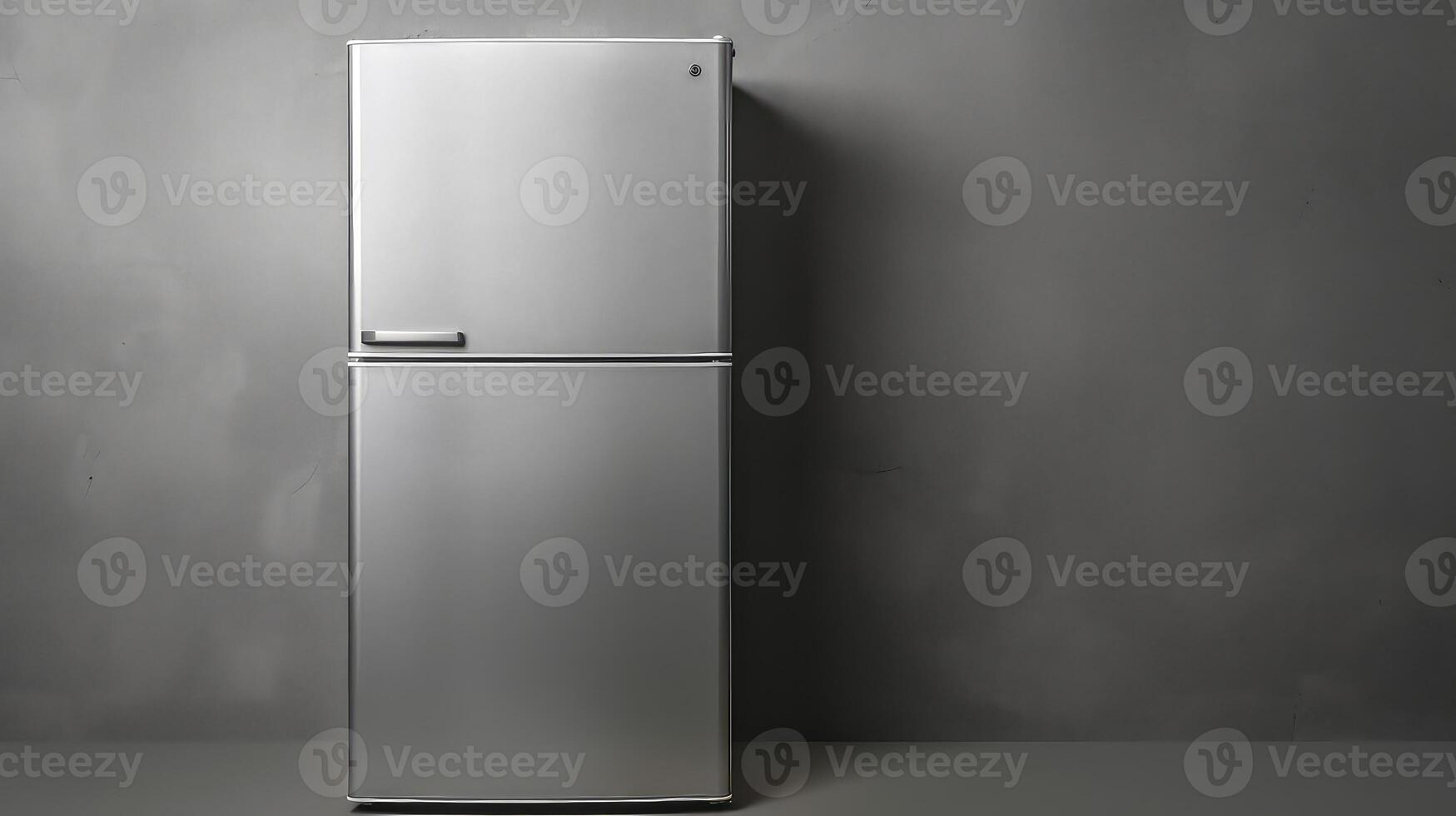 ai generado moderno refrigerador en frente de un negro pared foto