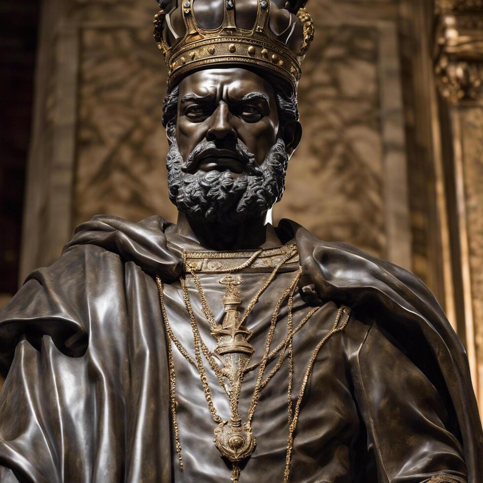 AI generated Bronze statue of a king photo