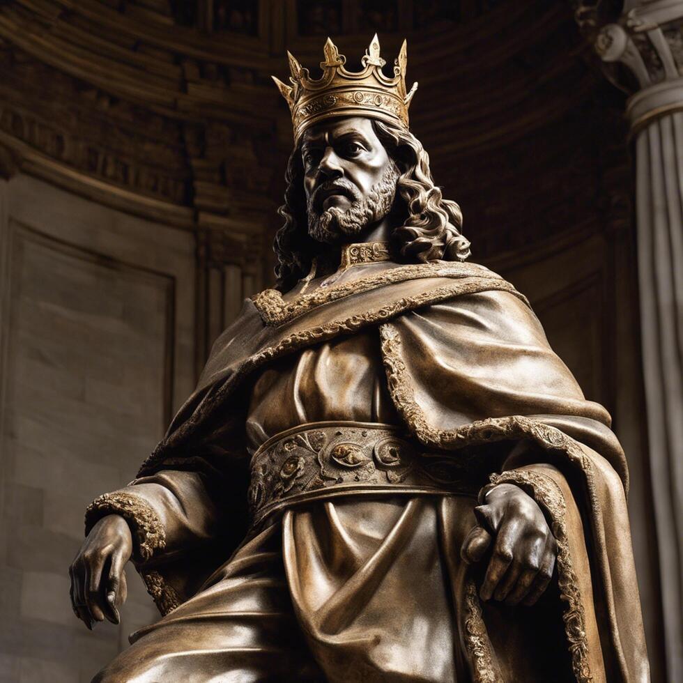 AI generated Bronze statue of a king photo