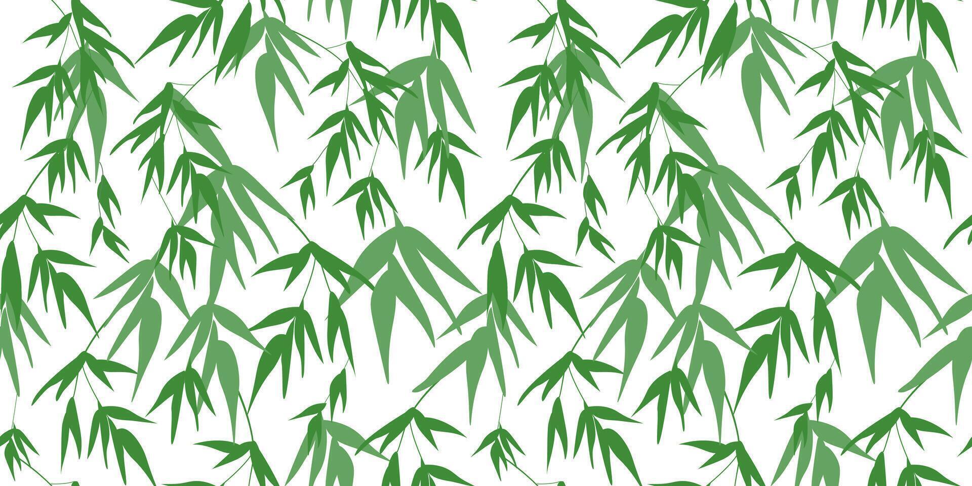 Seamless pattern with fresh bamboo leaves. Abstract floral print. Vector graphics.