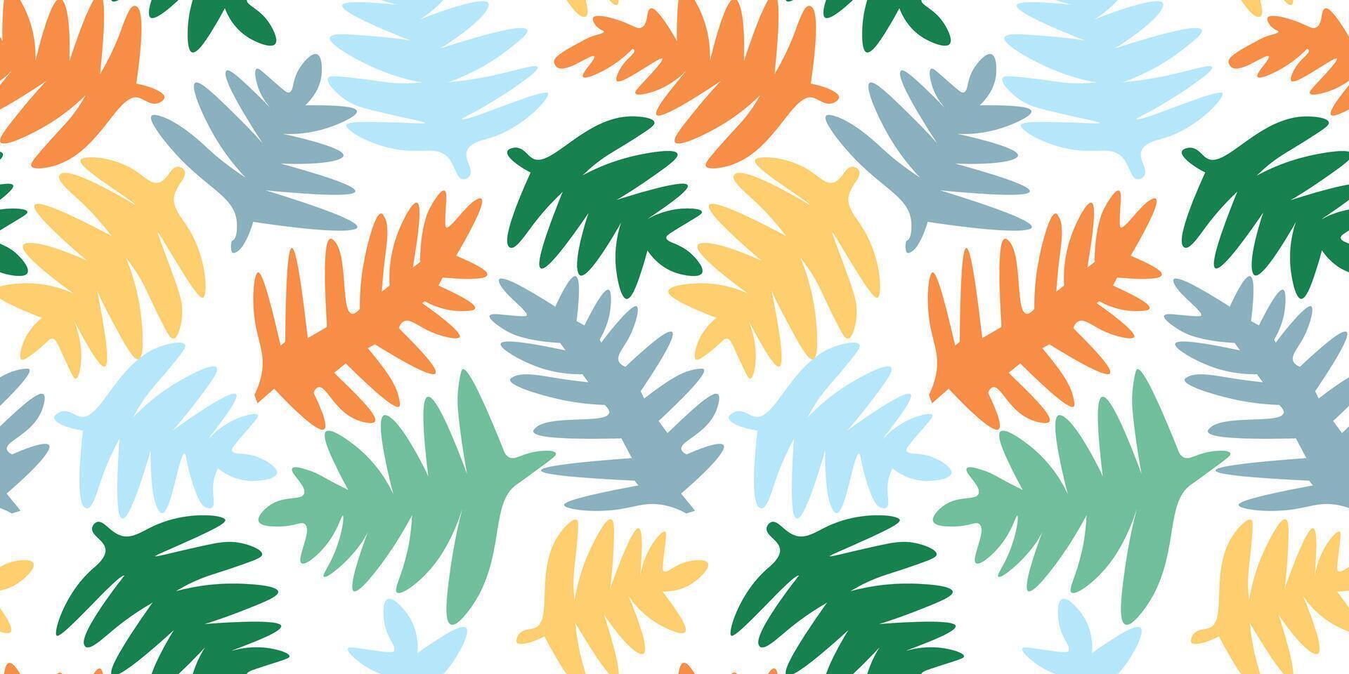 Seamless pattern with abstract branches and leaves. Scandinavian simple print. Vector graphics.
