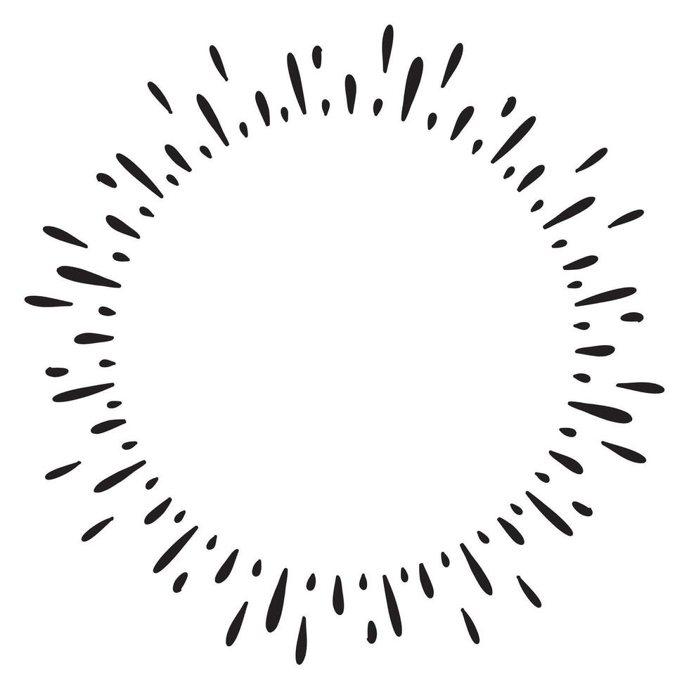 Doodle sketch style of Starburst, sunburst,  Element Fireworks Black Rays. Comic explosion effect. Radiating, radial lines. cartoon hand drawn illustration for concept design. vector