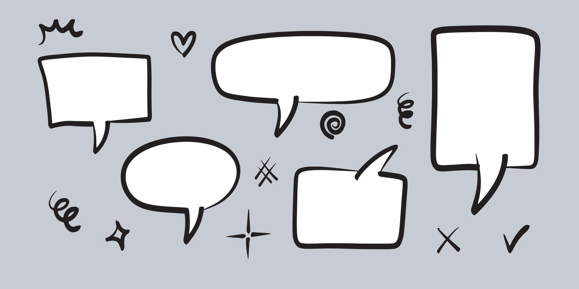 Doodle sketch style of speech bubbles hand drawn illustration. for concept design. vector