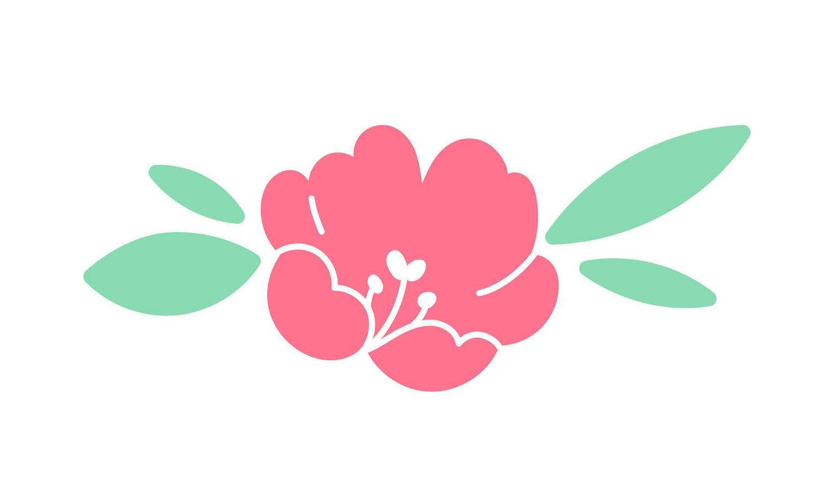 Floral arrangement of pink flowers and leaves. Botanical spring vector illustration.