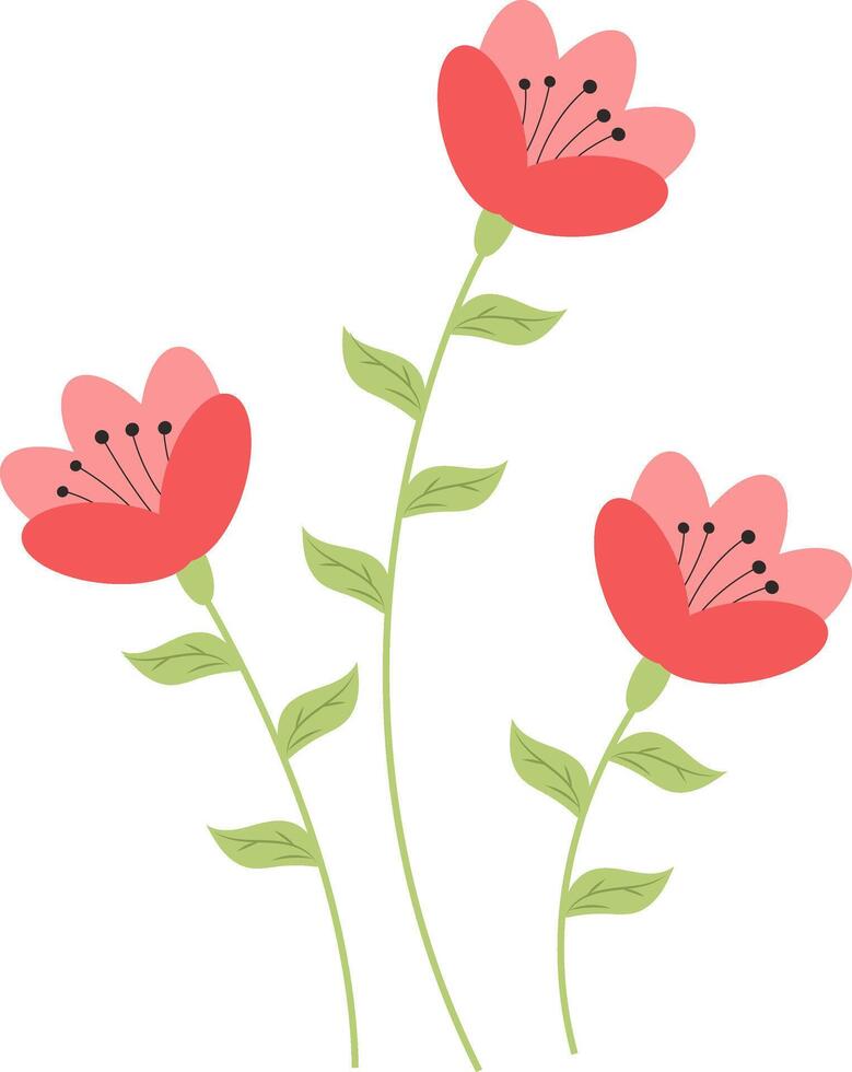 Flower for your design and congratulations, cards for your loved ones. Spring landscape from illustrations. Vector illustration in flat style. Isolated on white background.
