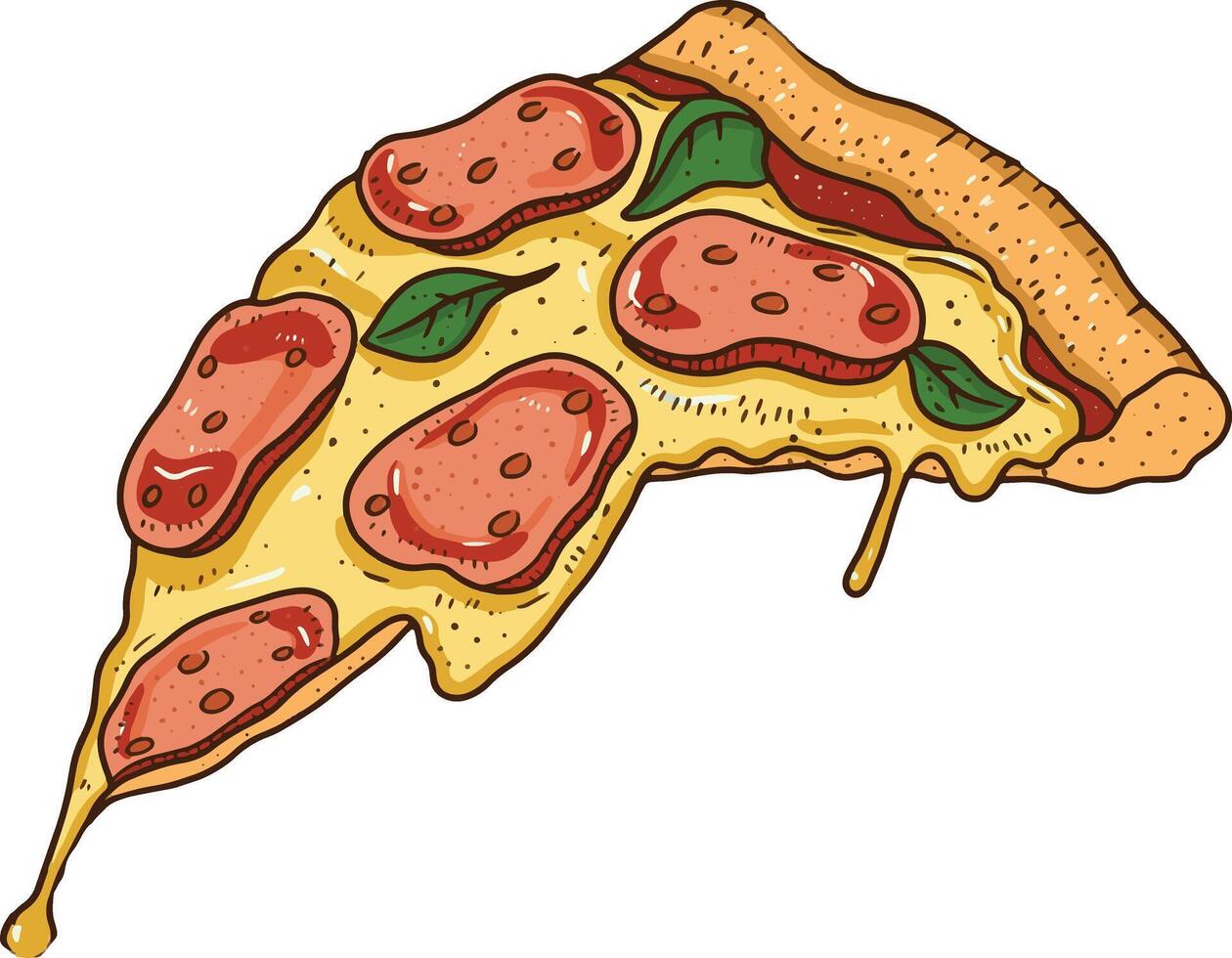 a slice of sausage meat pizza vector illustration