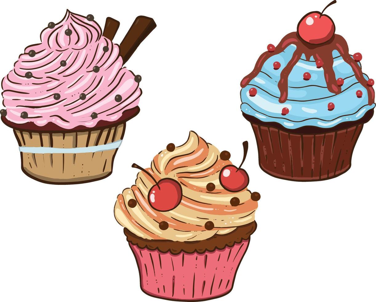 sweet cupcakes vector illustration