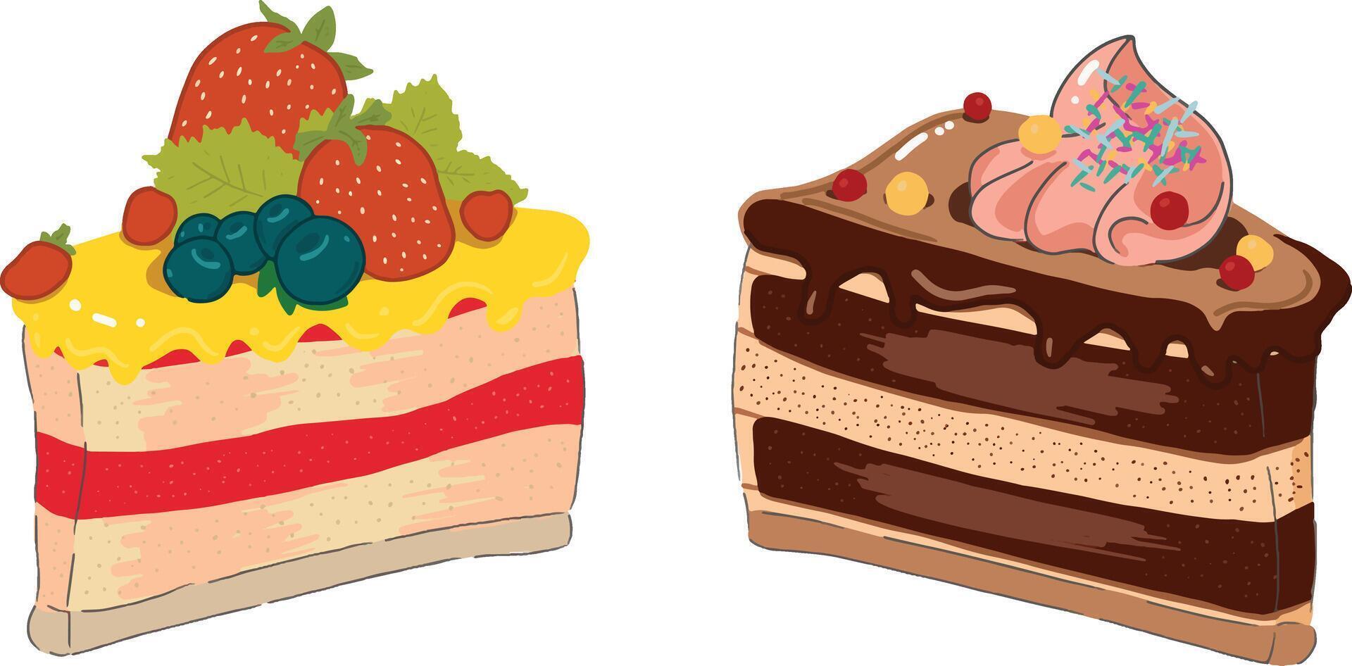 Delicious slice of birthday cake vector