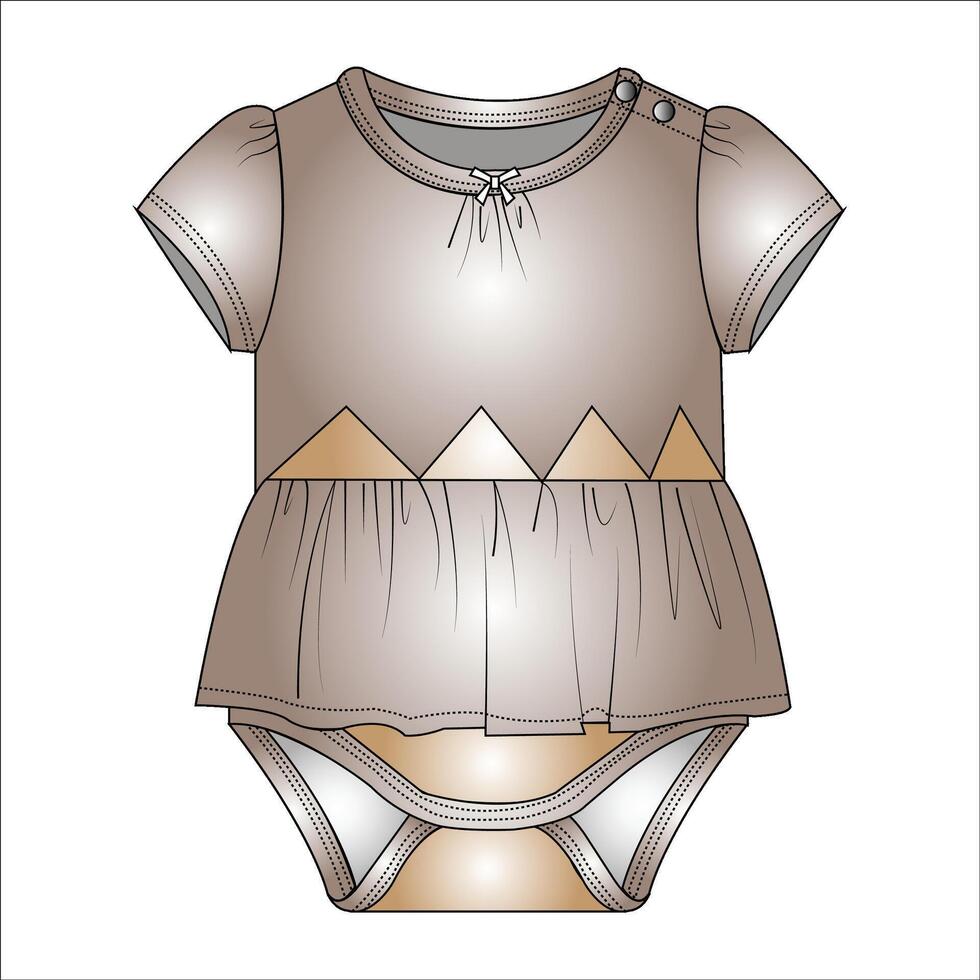 Puff sleeve mock dress onesies for baby girls and toddler girls in editable vector file