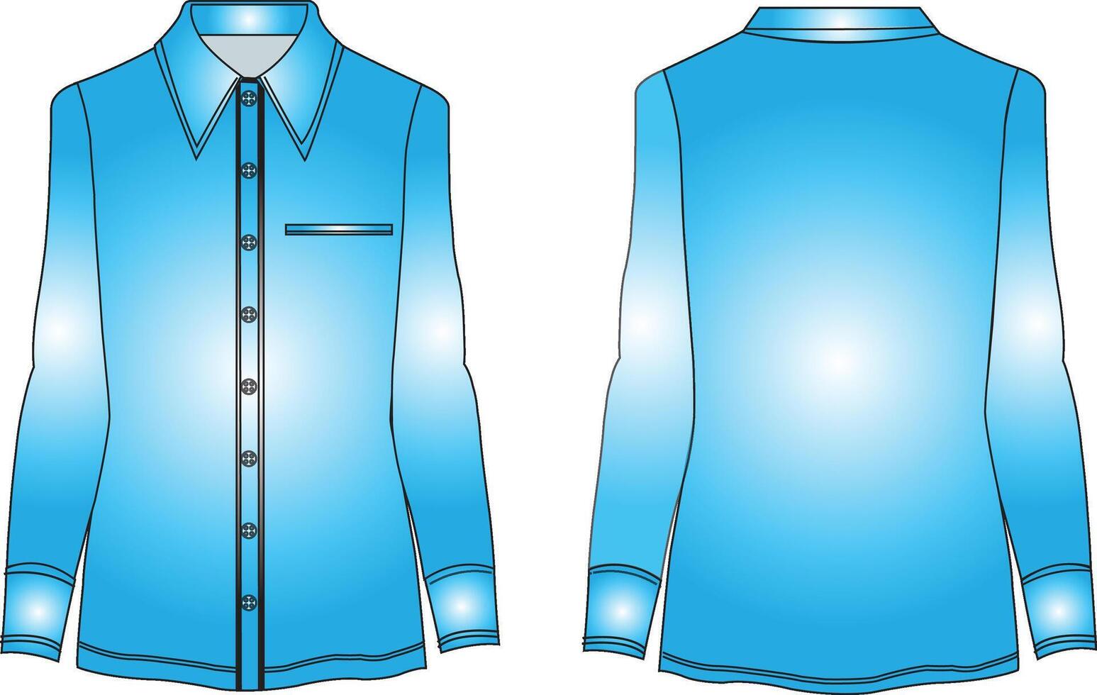 de los hombres largo mangas formal camisa plano bosquejo ilustración dibujo, tejido camisa para formal vestir y casual vestir Moda ilustración modelo burlarse de arriba vector