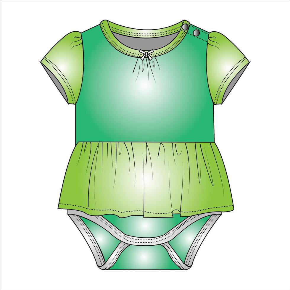 Puff sleeve mock dress onesies for baby girls and toddler girls in editable vector file