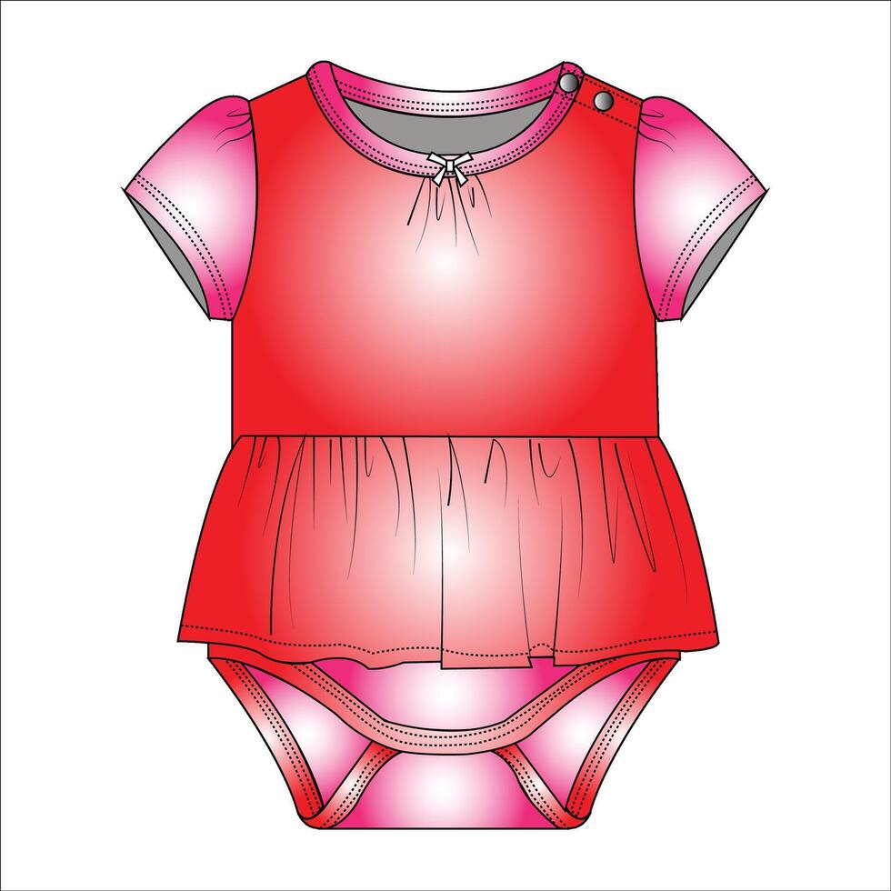 Puff sleeve mock dress onesies for baby girls and toddler girls in editable vector file