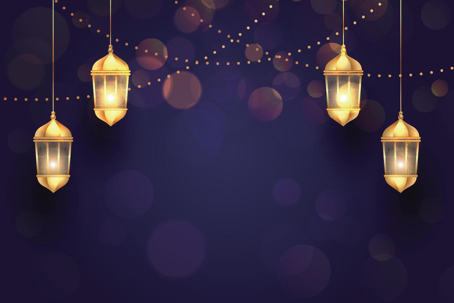Ramadan, Eid al-Fitr, Islamic new year mosque background greeting card vector