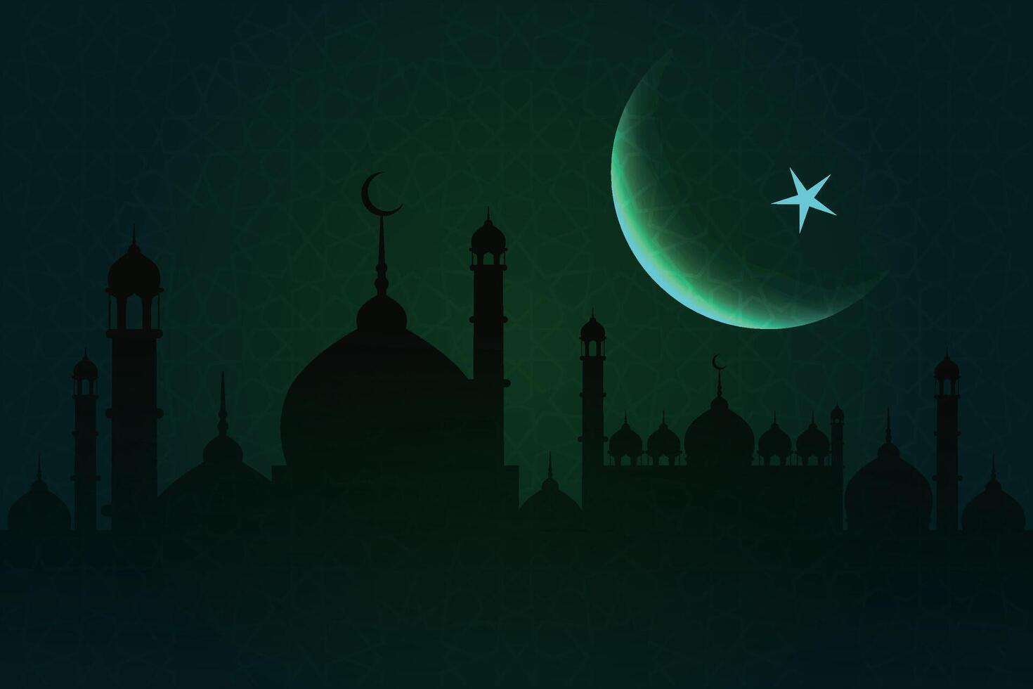 ramadán, eid al fitr, islámico nuevo año mezquita antecedentes saludo tarjeta vector