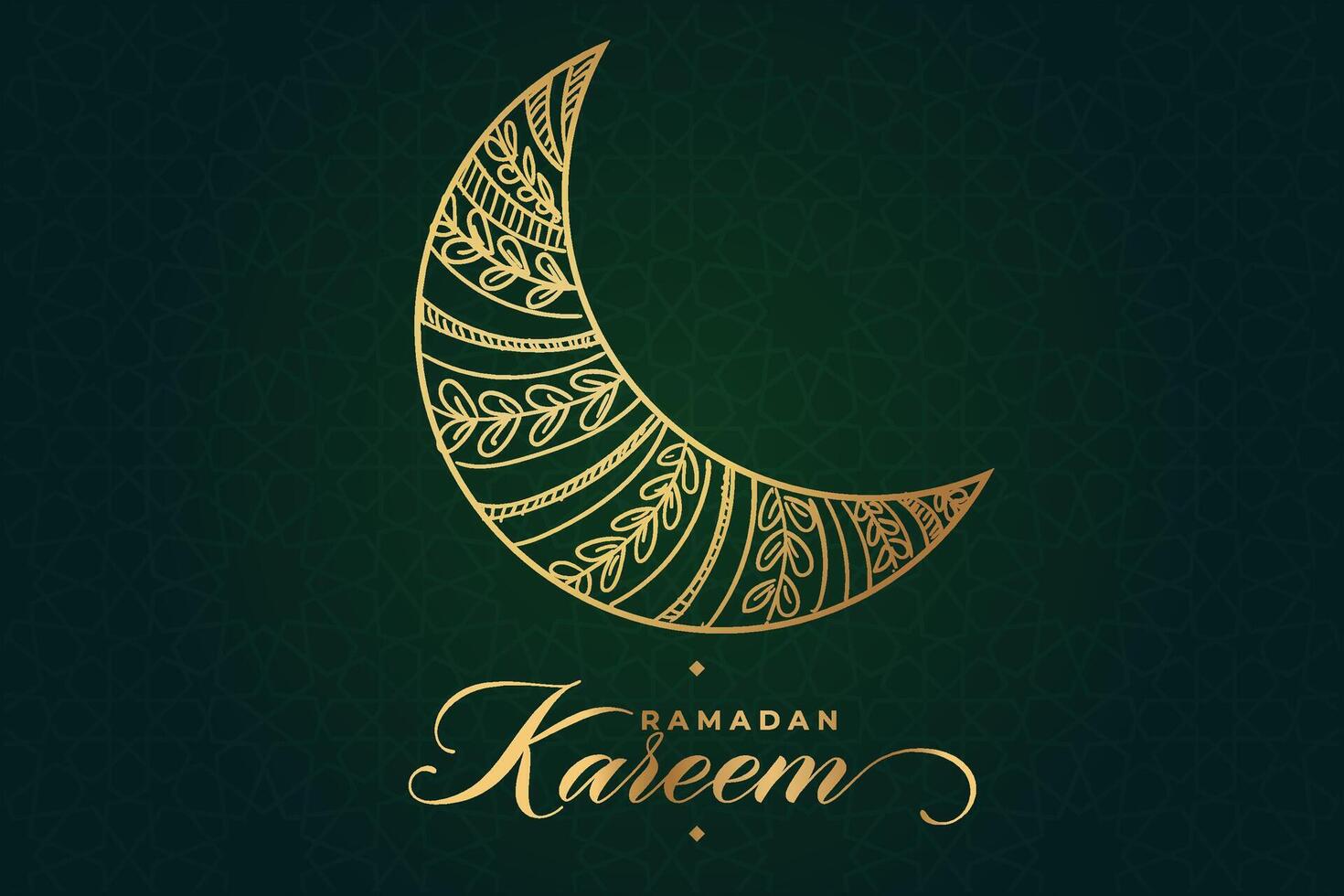 Ramadhan, Eid al-Fitr, Islamic calendar background greeting card with crescent moon decoration vector