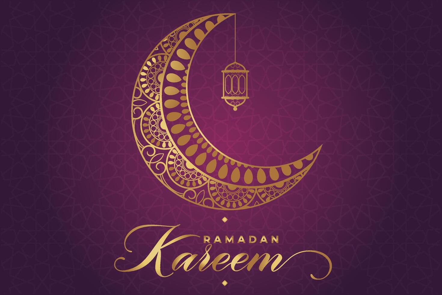 Ramadhan, Eid al-Fitr, Islamic calendar background greeting card with crescent moon decoration vector