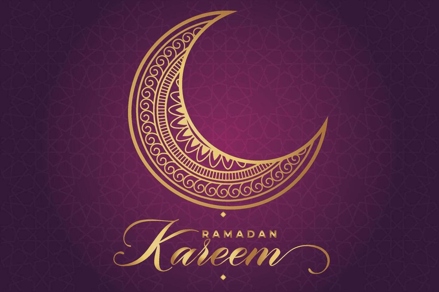 Ramadhan, Eid al-Fitr, Islamic calendar background greeting card with crescent moon decoration vector