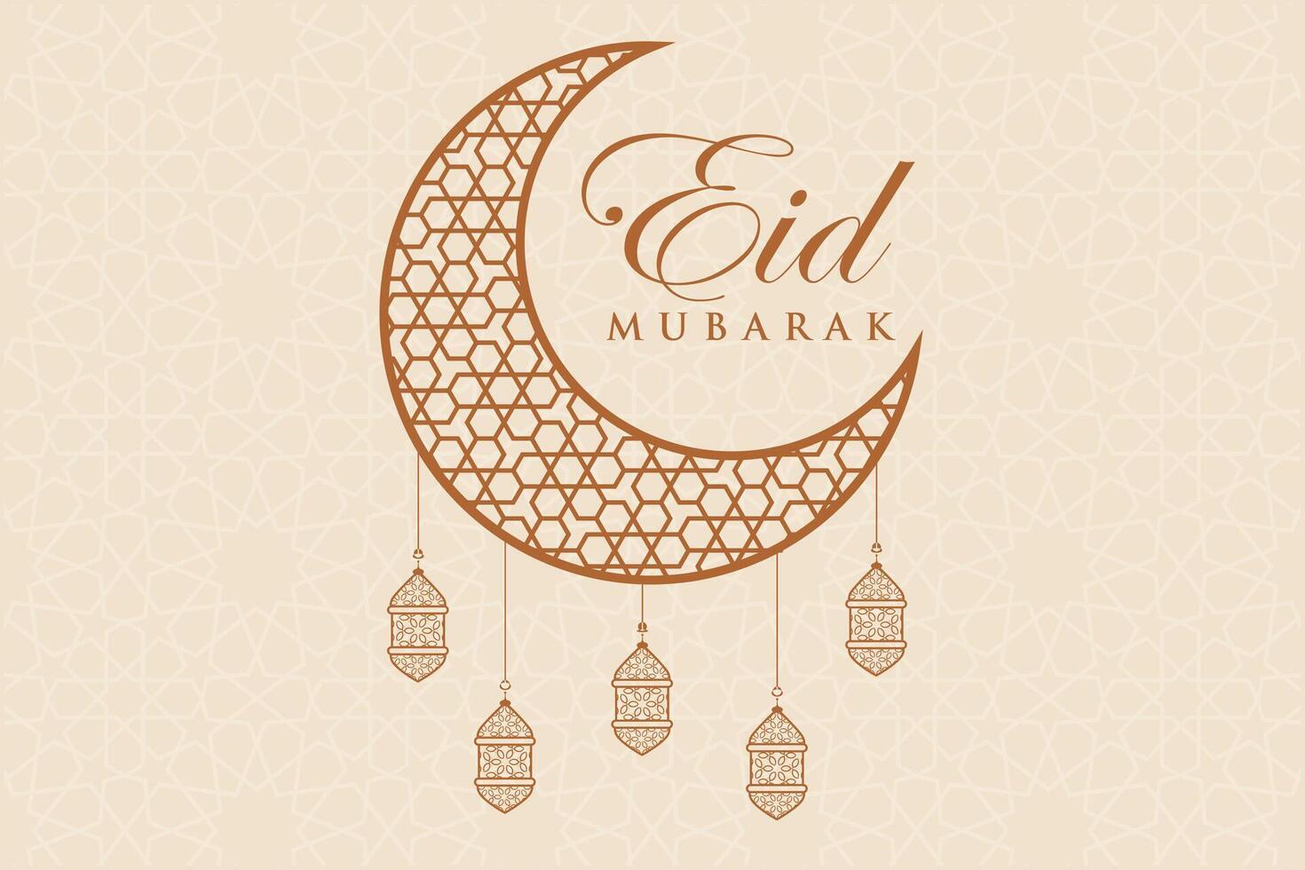 Ramadhan, Eid al-Fitr, Islamic calendar background greeting card with crescent moon decoration vector