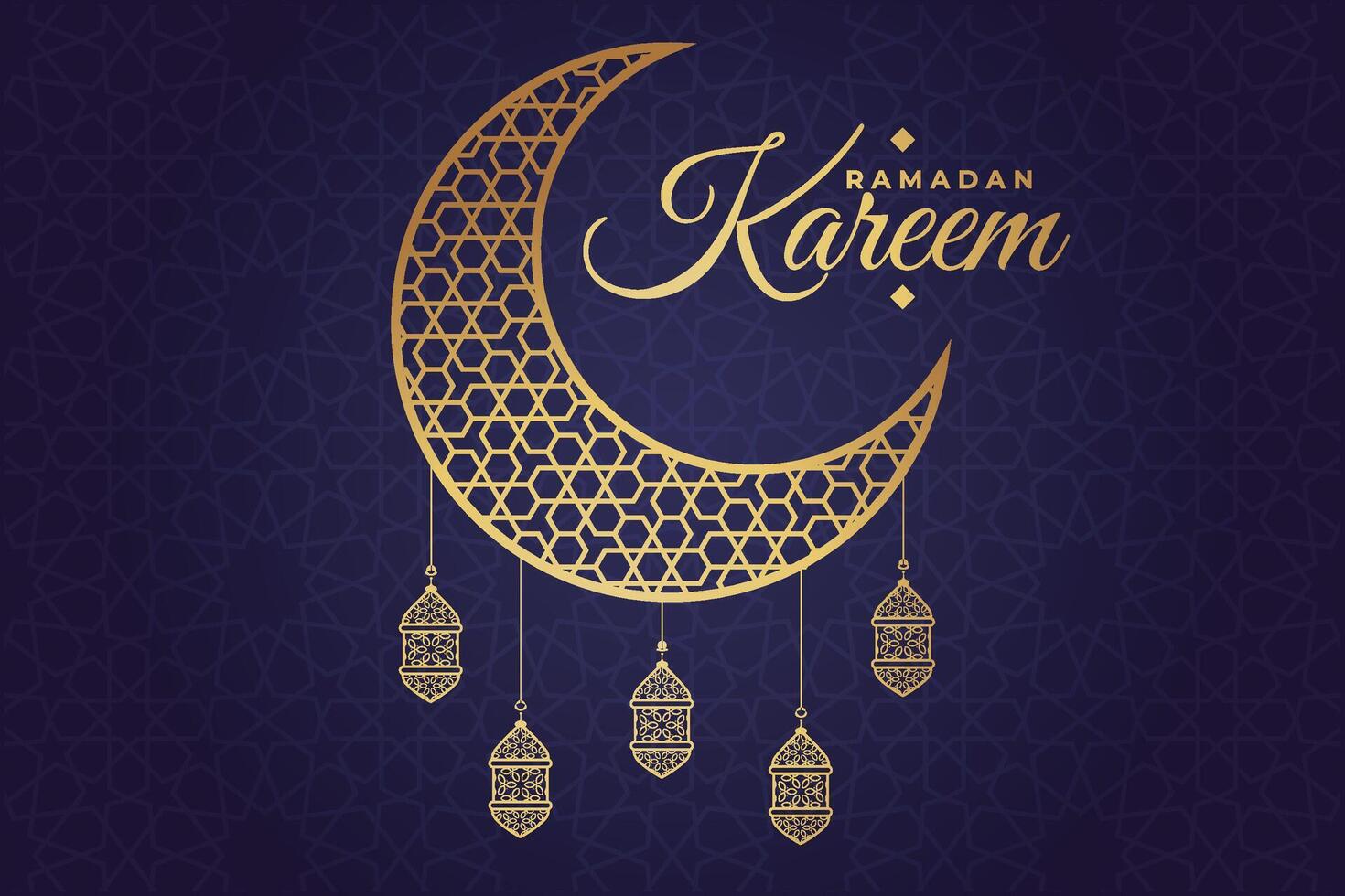 Ramadán, eid al fitr, islámico calendario antecedentes saludo tarjeta con creciente Luna decoración vector