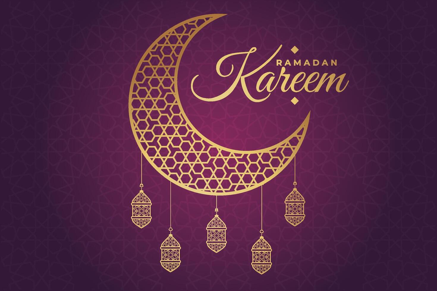 Ramadán, eid al fitr, islámico calendario antecedentes saludo tarjeta con creciente Luna decoración vector