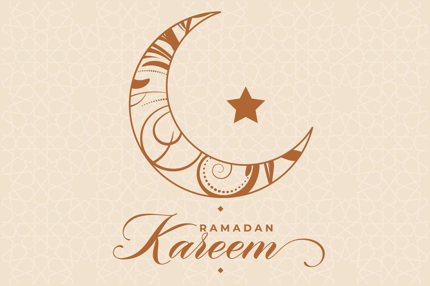Ramadhan, Eid al-Fitr, Islamic calendar background greeting card with crescent moon decoration vector