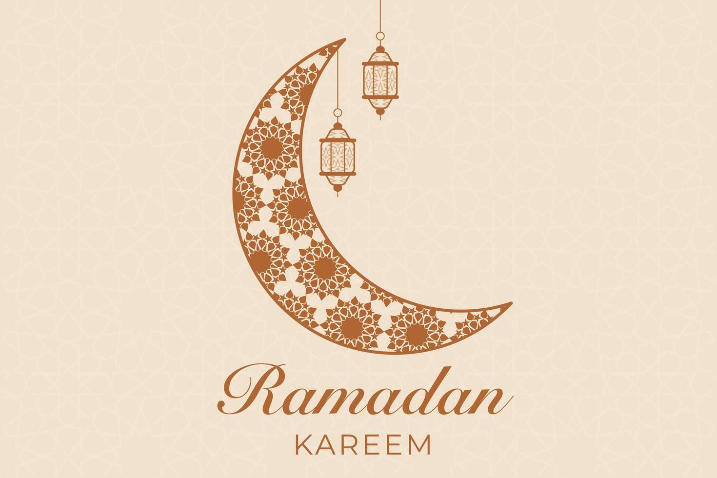 Ramadhan, Eid al-Fitr, Islamic calendar background greeting card with crescent moon decoration vector