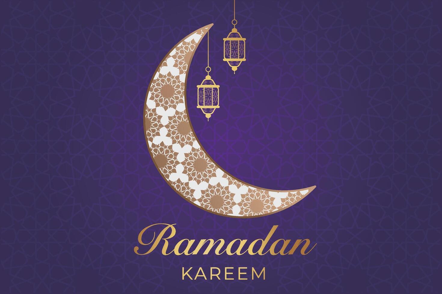 Ramadhan, Eid al-Fitr, Islamic calendar background greeting card with crescent moon decoration vector