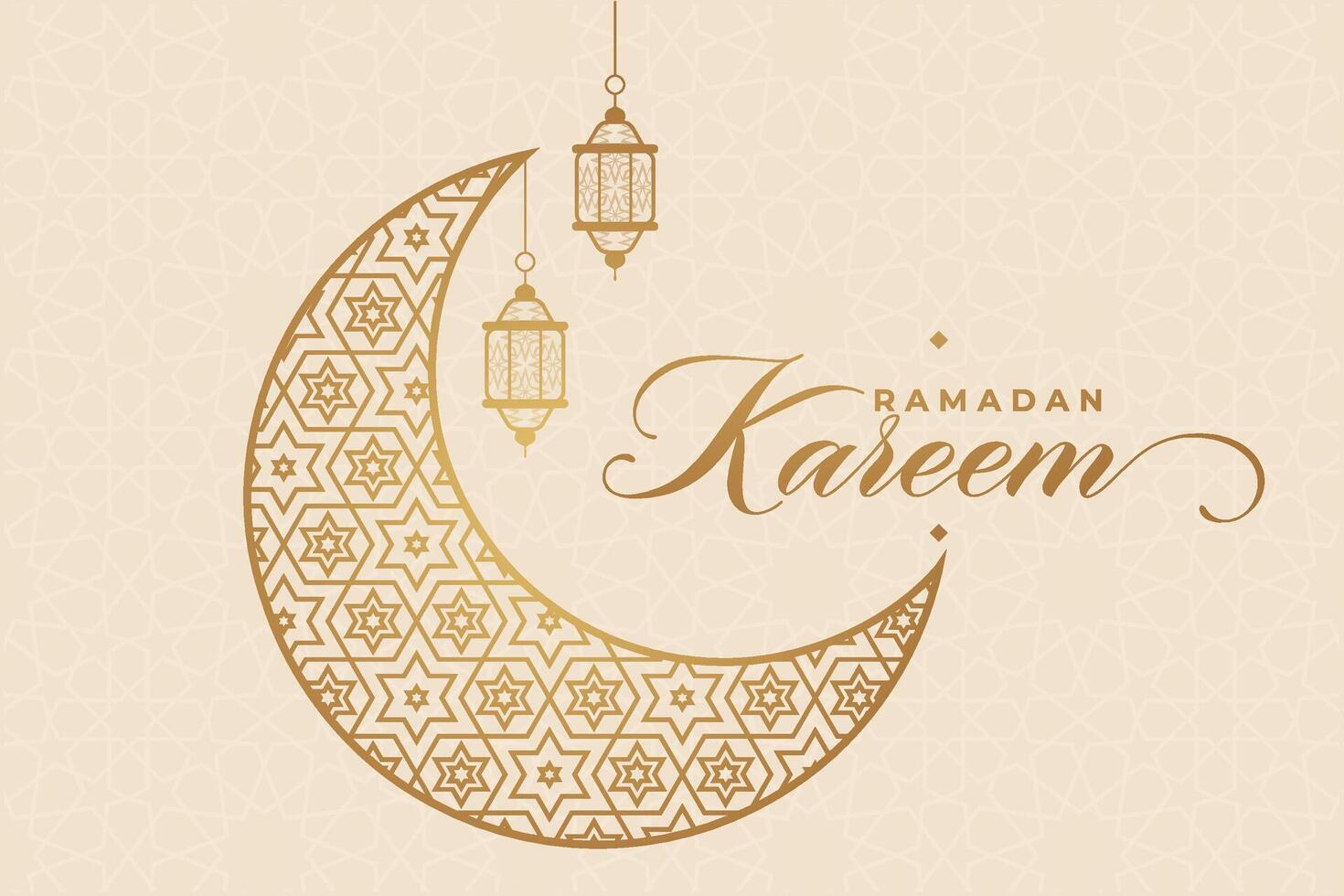 Ramadhan, Eid al-Fitr, Islamic calendar background greeting card with crescent moon decoration vector
