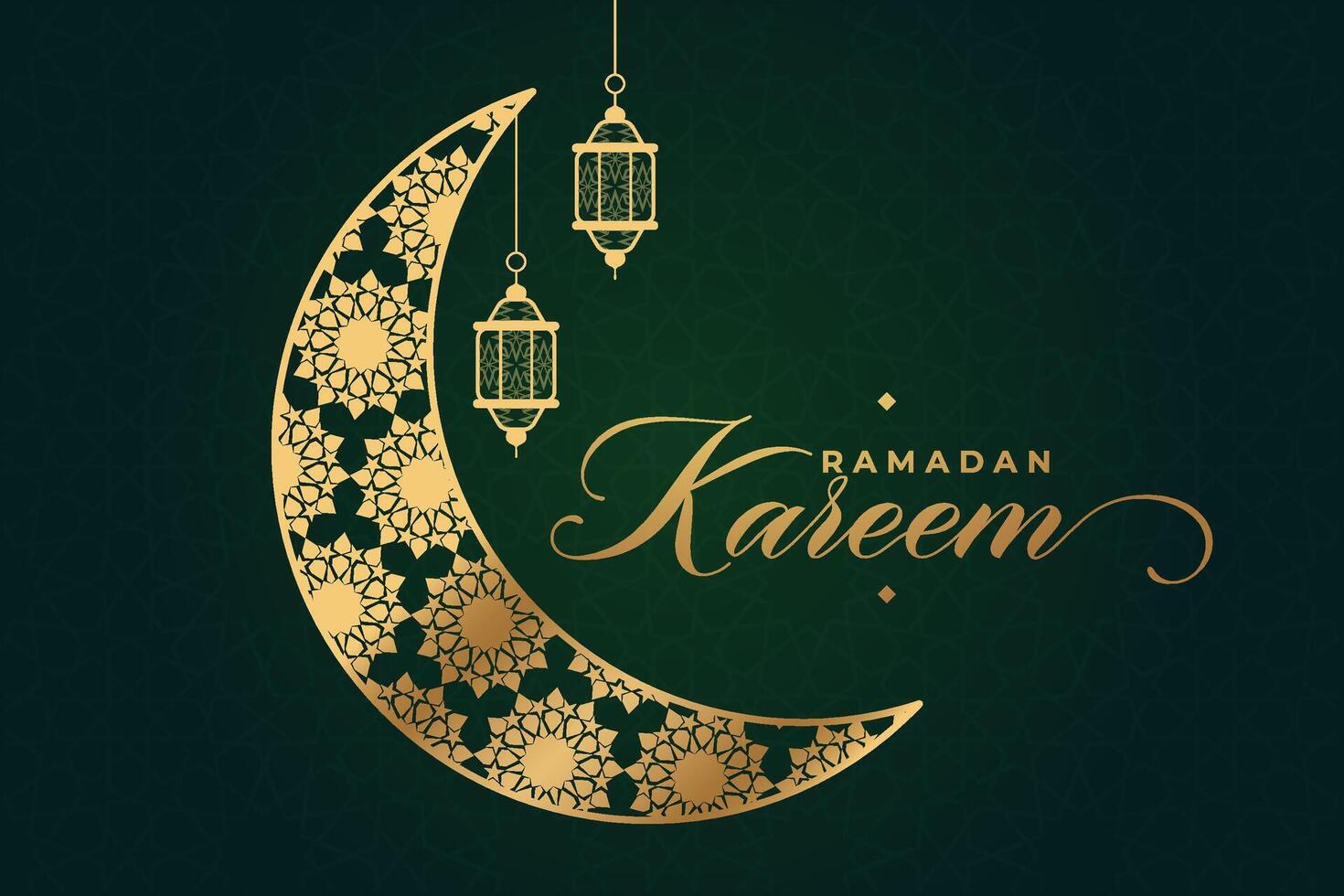 Ramadhan, Eid al-Fitr, Islamic calendar background greeting card with crescent moon decoration vector