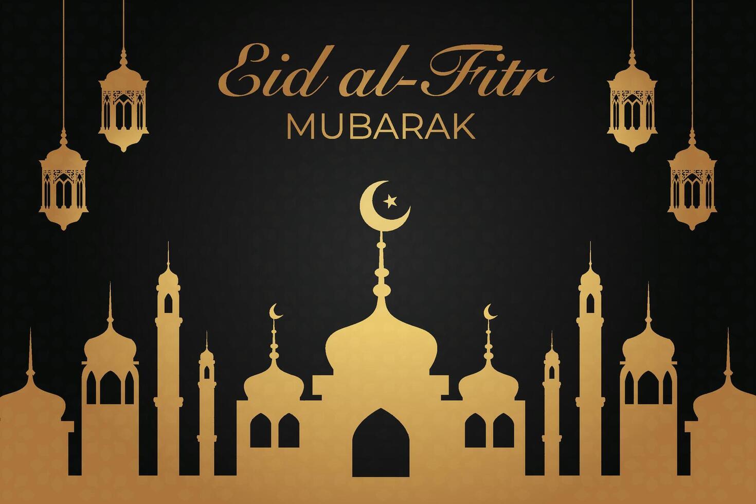 Luxurious Eid al-Fitr, Ramadhan holiday decoration greeting card vector