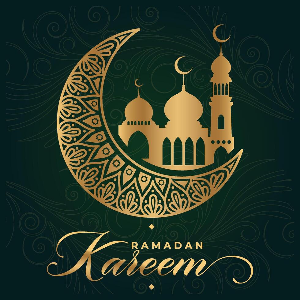 lujoso eid al fitr, ramadhan fiesta decoración saludo tarjeta vector