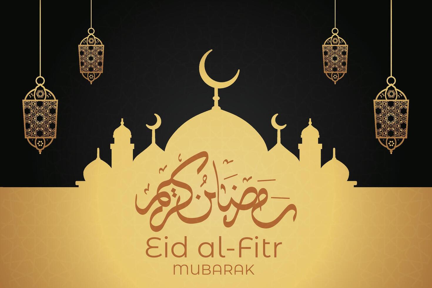 Luxurious Eid al-Fitr, Ramadhan holiday decoration greeting card vector