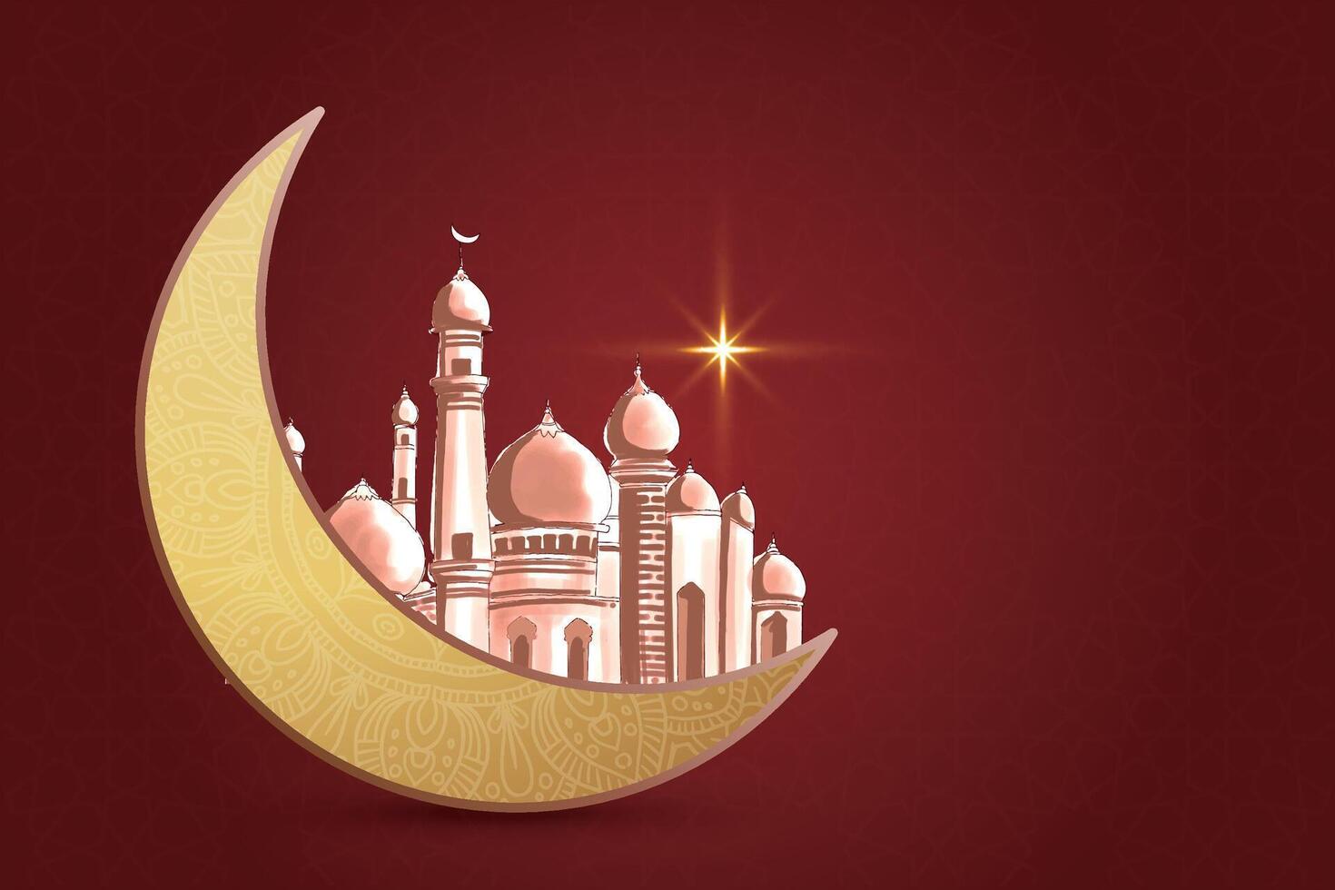 Eid al-Fitr, Ramadhan decorative greeting card vector