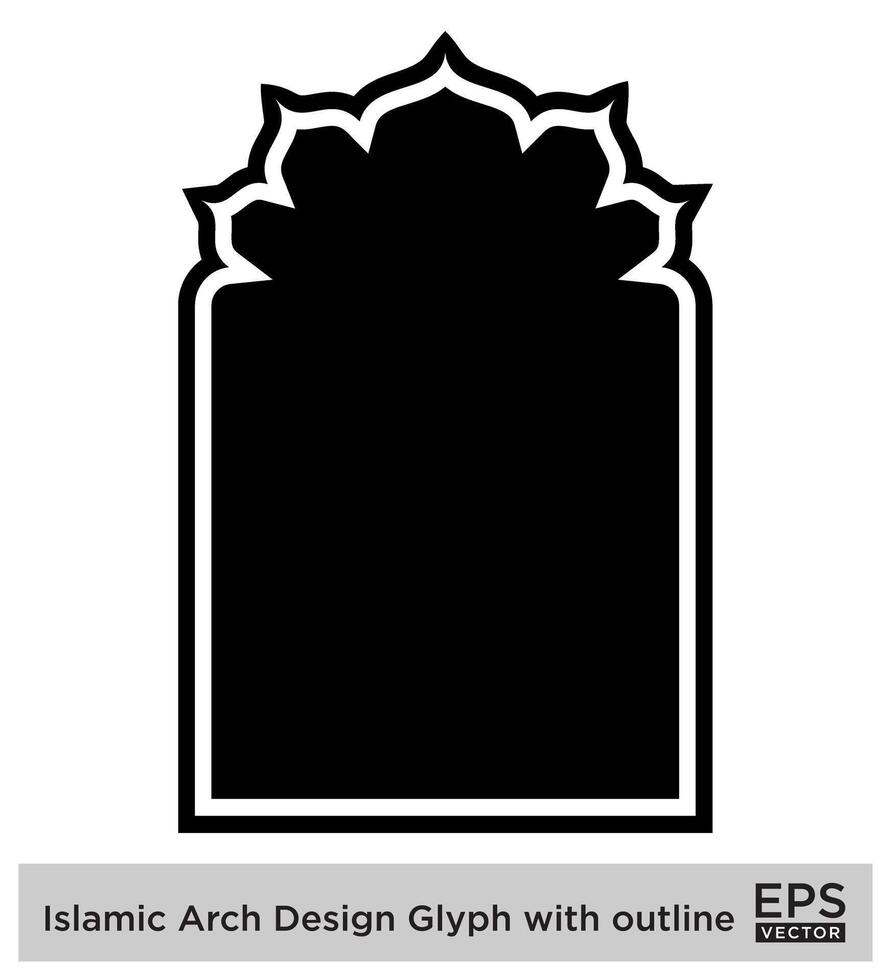 Islamic Arch Design Glyph with outline Black Filled silhouettes Design pictogram symbol visual illustration vector