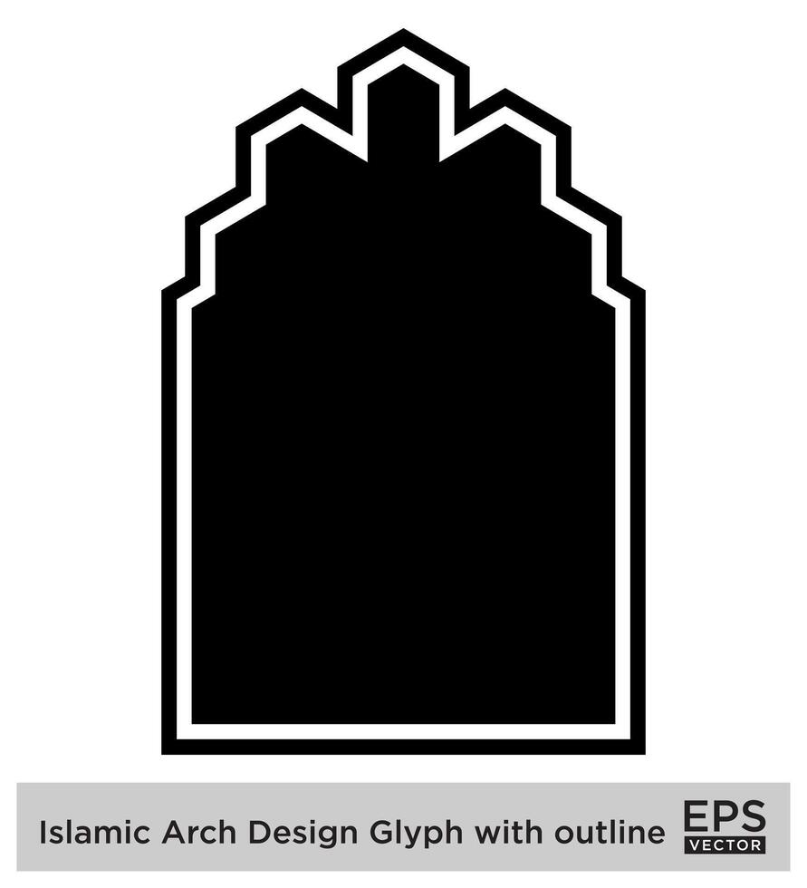 Islamic Arch Design Glyph with outline Black Filled silhouettes Design pictogram symbol visual illustration vector