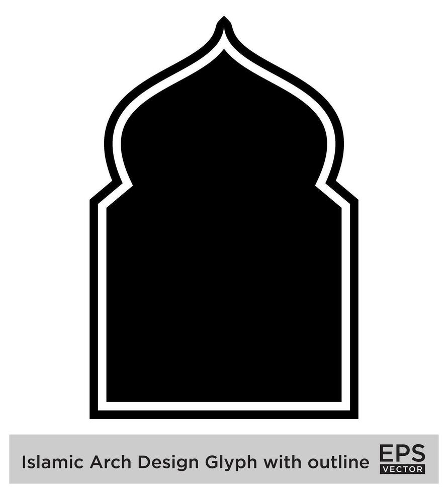 Islamic Arch Design Glyph with outline Black Filled silhouettes Design pictogram symbol visual illustration vector