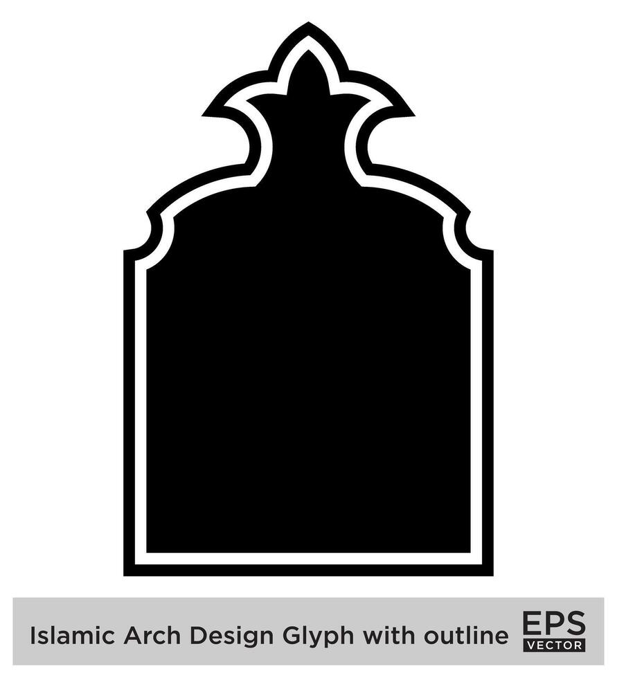 Islamic Arch Design Glyph with outline Black Filled silhouettes Design pictogram symbol visual illustration vector