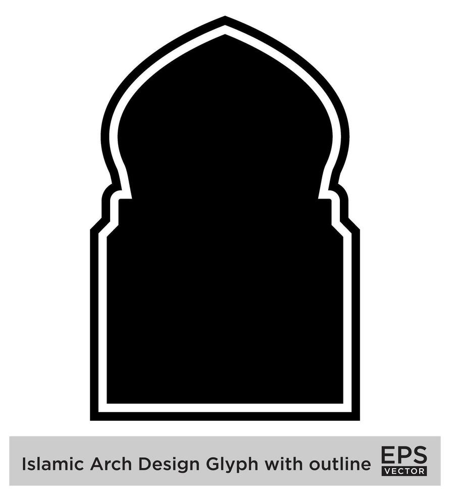 Islamic Arch Design Glyph with outline Black Filled silhouettes Design pictogram symbol visual illustration vector