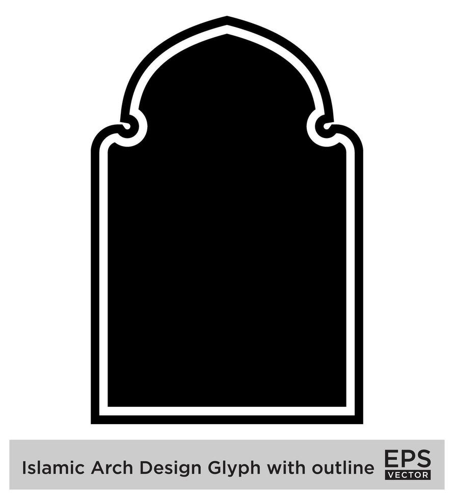 Islamic Arch Design Glyph with outline Black Filled silhouettes Design pictogram symbol visual illustration vector