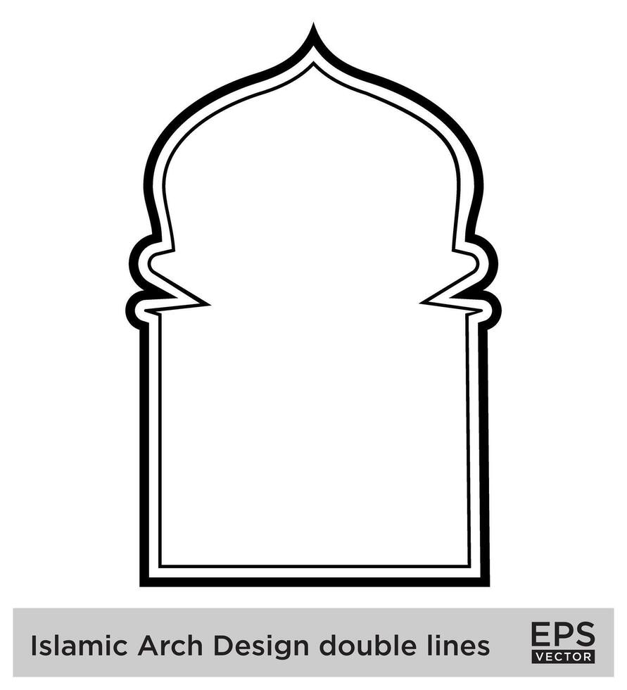 Islamic Arch Design double lines Outline Linear Black Stroke silhouettes Design pictogram symbol visual illustration vector