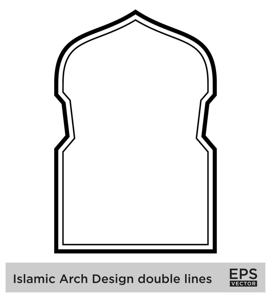 Islamic Arch Design double lines Outline Linear Black Stroke silhouettes Design pictogram symbol visual illustration vector