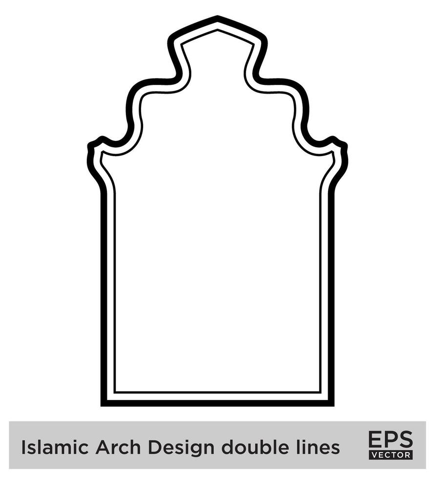 Islamic Arch Design double lines Outline Linear Black Stroke silhouettes Design pictogram symbol visual illustration vector