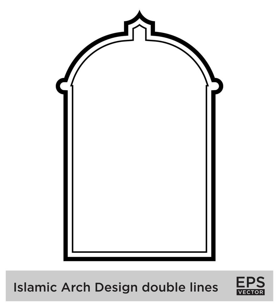 Islamic Arch Design double lines Outline Linear Black Stroke silhouettes Design pictogram symbol visual illustration vector