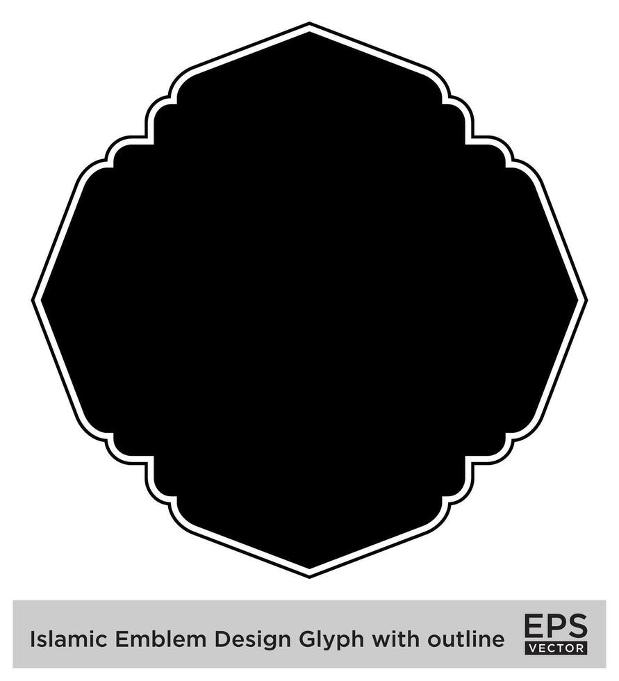 Islamic Amblem Design Glyph with outline Black Filled silhouettes Design pictogram symbol visual illustration vector